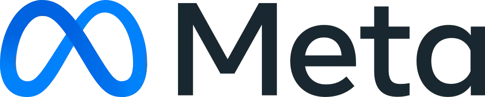 Logotipo oficial de Meta Platforms Inc., la empresa tecnológica conocida anteriormente como Facebook, con su distintivo símbolo de infinito azul y texto 'Meta' en minúsculas.