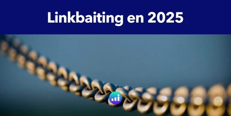 Ilustración de una persona pescando un pez gigante con un cebo en forma de "link". Representa la estrategia de linkbaiting para SEO en 2025.