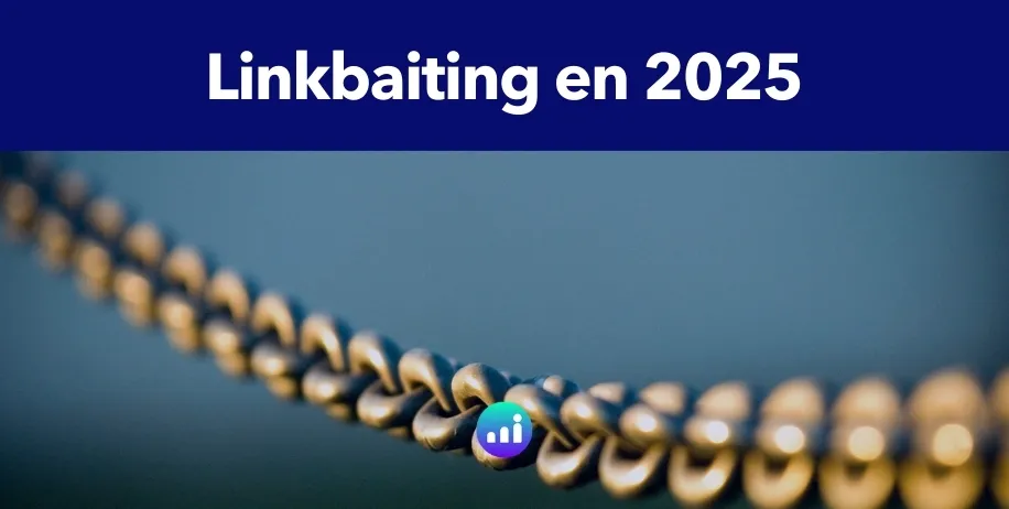 Ilustración de una persona pescando un pez gigante con un cebo en forma de "link". Representa la estrategia de linkbaiting para SEO en 2025.