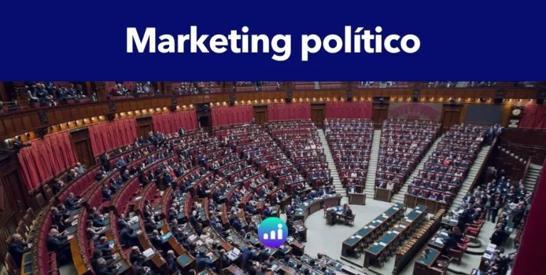 Infografía sobre el marketing político, mostrando elementos clave como campañas, comunicación estratégica y branding de partidos.