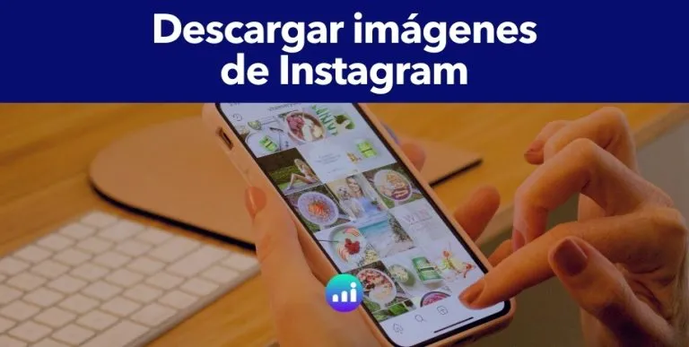 Manos usando un portátil con la interfaz de Instagram, ilustrando métodos para descargar fotos de la plataforma de forma segura y rápida en 2025.