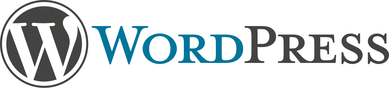 Logo oficial de WordPress en un formato distintivo, con un diseño moderno que facilita la identificación de la plataforma de gestión de contenidos.