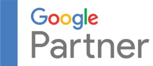 Logo de Google Partner, reconociendo a Metacom como agencia de marketing digital certificada en España, incluyendo Barcelona y Madrid.