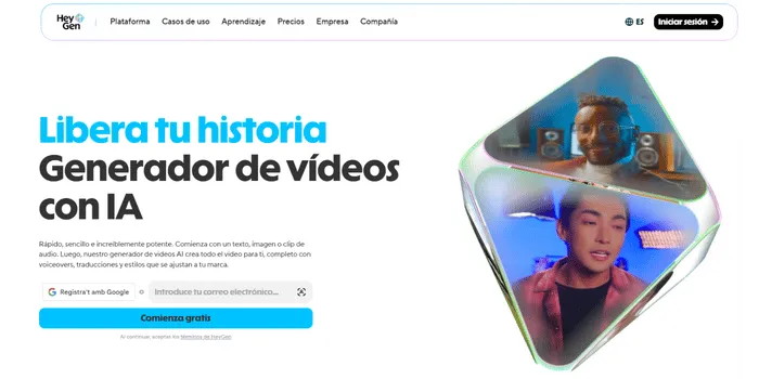 Plataforma HeyGen para crear videos con avatares generados por inteligencia artificial