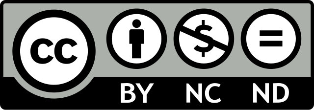 Icono de la licencia Creative Commons BY-NC-ND, que permite el uso con atribución, prohíbe fines comerciales y no permite modificaciones de la obra