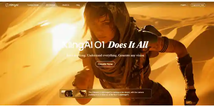 Interfaz de Kling AI para crear videos y anuncios con inteligencia artificial