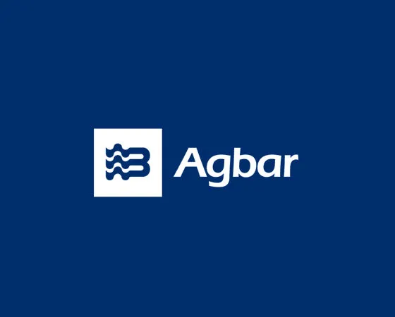 Logo de Agbar, empresa líder en gestión del ciclo integral del agua, representado en un proyecto de contenido especializado para su app.