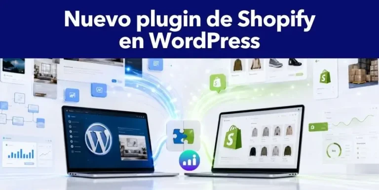 Ilustración del logotipo de WordPress y Shopify, simbolizando la integración del nuevo plugin oficial que une ambas plataformas.