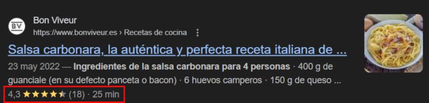 Ejemplo de Rich Snippet.