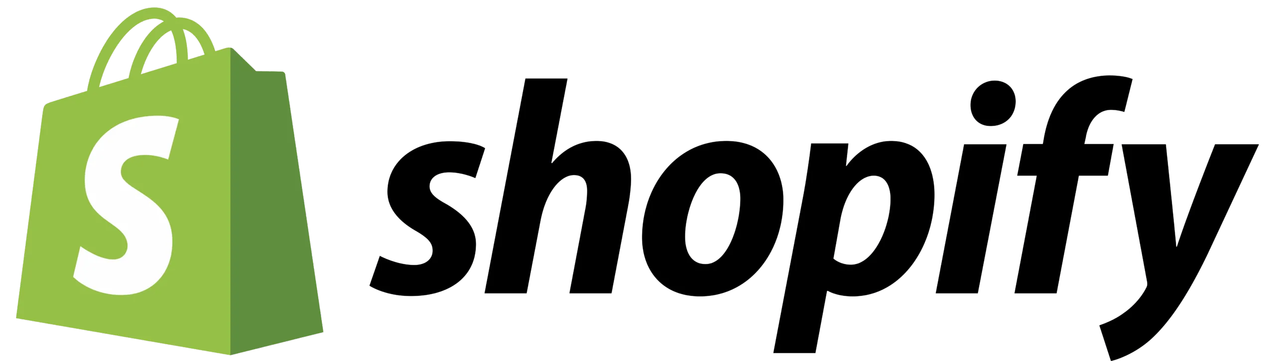 Logotipo oficial de Shopify 2018 en color negro sobre fondo blanco, ideal para identificar la plataforma de e-commerce líder.